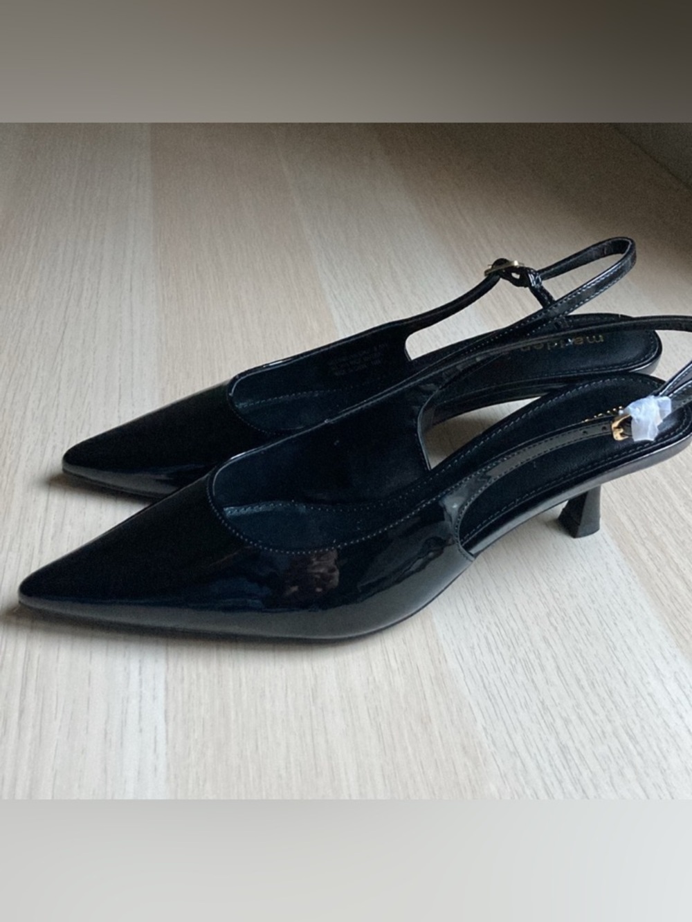 NEW Madden Girl Valeriee Black Patent Pointed Slingback Kitten Heel, Size 8.5 - Picture 2 of 8